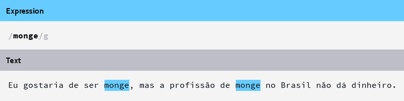 imagem ilustrando matching da regex "monge"