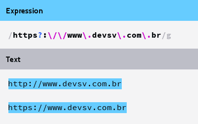 imagem ilustrando matching da url do devsv com http ou https