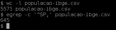 imagem mostrando a quantidade de linhas filtradas