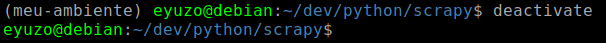 imagem mostrando a desativação do virtualenv