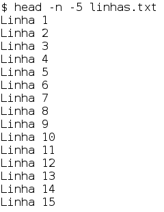 image showing head with -n option for excluding the last lines